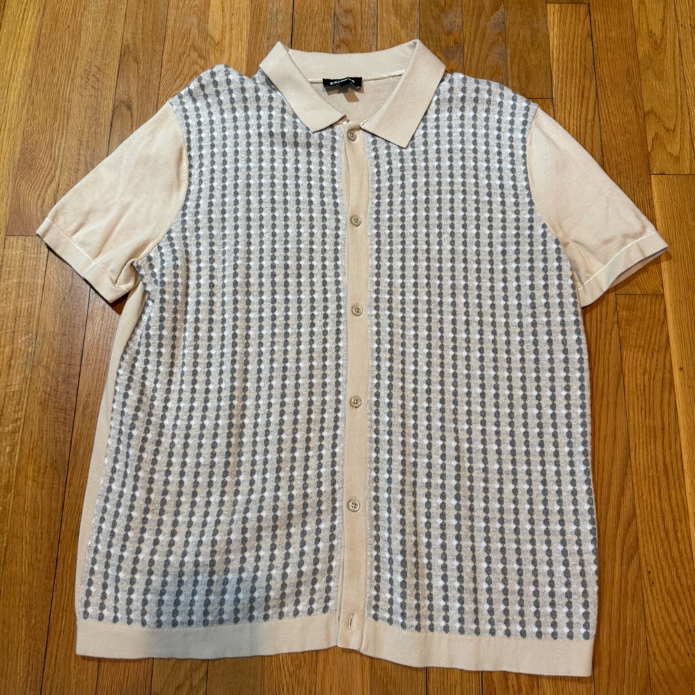 Mens (L) Express Beige and Gray Men's Shirt